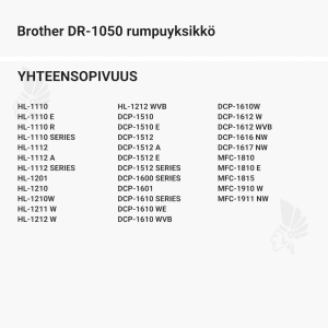 Brother DR-1050 rumpuyksikkö - Yhteensopivat tulostinmallit