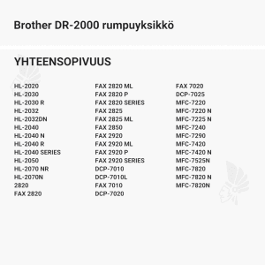 Brother DR-2000 rumpuyksikkö - Yhteensopivat tulostinmallit