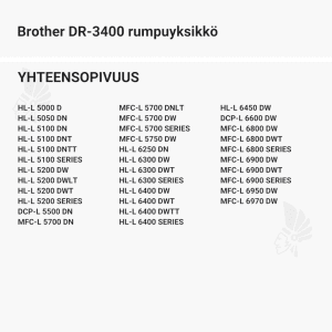 Brother DR-3400 rumpuyksikkö - Yhteensopivat tulostinmallit