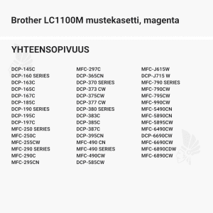 Brother LC1100M mustekasetti, magenta - Yhteensopivat tulostinmallit