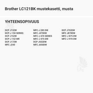 Brother LC121BK mustekasetti, musta - Yhteensopivat tulostinmallit