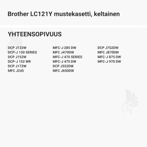 Brother LC121Y mustekasetti, keltainen - Yhteensopivat tulostinmallit