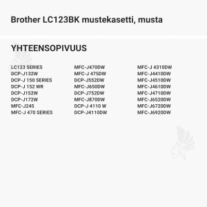 Brother LC123BK mustekasetti, musta - Yhteensopivat tulostinmallit