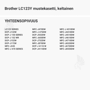 Brother LC123Y mustekasetti, keltainen - Yhteensopivat tulostinmallit