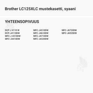 Brother LC125XLC mustekasetti, syaani - Yhteensopivat tulostinmallit