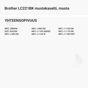 Brother LC221BK mustekasetti, musta - Yhteensopivat tulostinmallit
