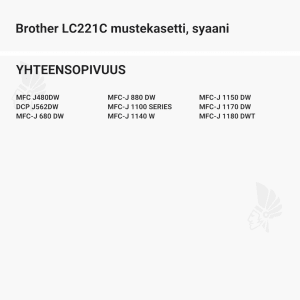 Brother LC221C mustekasetti, syaani - Yhteensopivat tulostinmallit