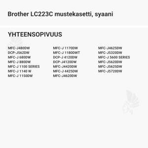 Brother LC223C mustekasetti, syaani - Yhteensopivat tulostinmallit