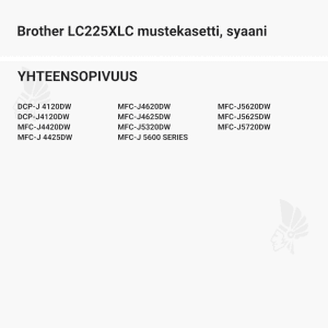 Brother LC225XLC mustekasetti, syaani - Yhteensopivat tulostinmallit