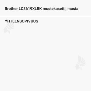 Brother LC3619XLBK mustekasetti, musta - Yhteensopivat tulostinmallit