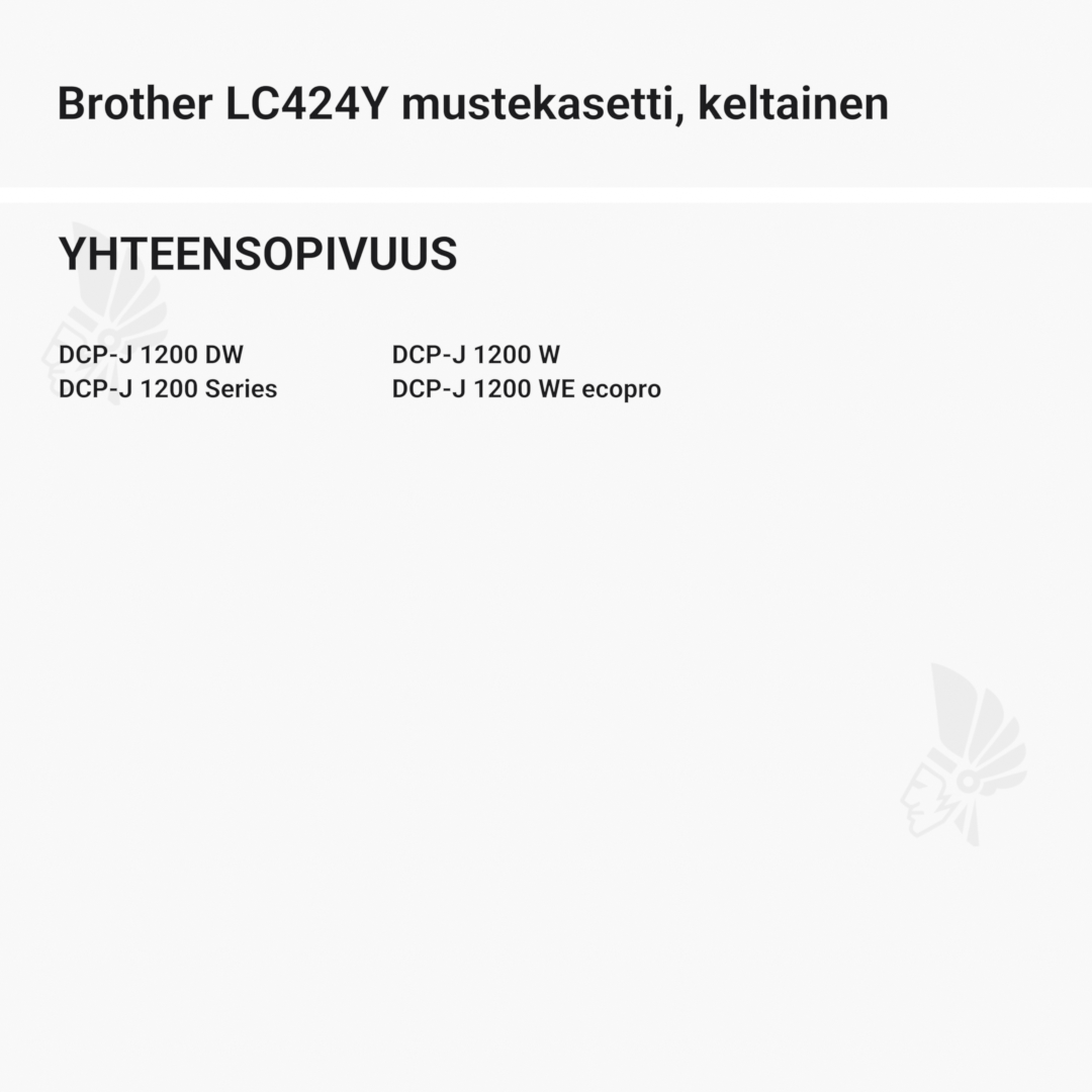 Brother LC424Y mustekasetti, keltainen - Yhteensopivat tulostinmallit