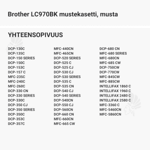 Brother LC970BK mustekasetti, musta - Yhteensopivat tulostinmallit