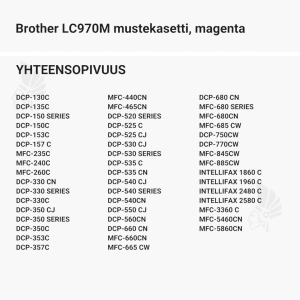 Brother LC970M mustekasetti, magenta - Yhteensopivat tulostinmallit