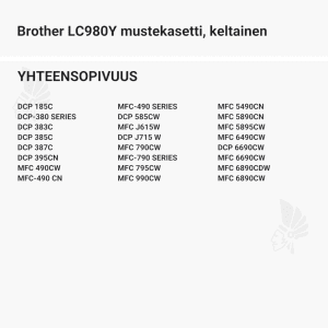 Brother LC980Y mustekasetti, keltainen - Yhteensopivat tulostinmallit