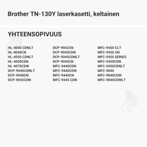 Brother TN-130Y laserkasetti, keltainen - Yhteensopivat tulostinmallit