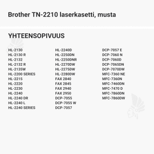 Brother TN-2210 laserkasetti, musta - Yhteensopivat tulostinmallit