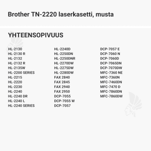 Brother TN-2220 laserkasetti, musta - Yhteensopivat tulostinmallit