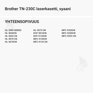 Brother TN-230C laserkasetti, syaani - Yhteensopivat tulostinmallit