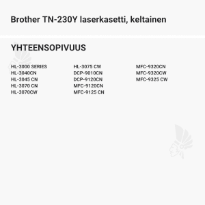 Brother TN-230Y laserkasetti, keltainen - Yhteensopivat tulostinmallit