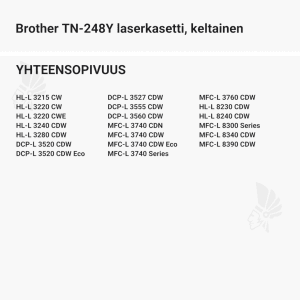 Brother TN-248Y laserkasetti, keltainen - Yhteensopivat tulostinmallit