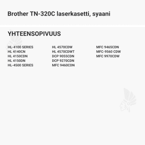 Brother TN-320C laserkasetti, syaani - Yhteensopivat tulostinmallit