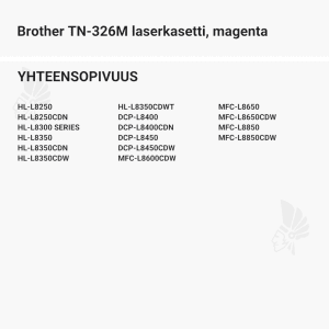 Brother TN-326M laserkasetti, magenta - Yhteensopivat tulostinmallit