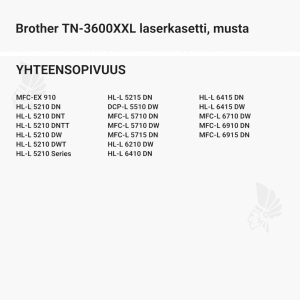 Brother TN-3600XXL laserkasetti, musta - Yhteensopivat tulostinmallit