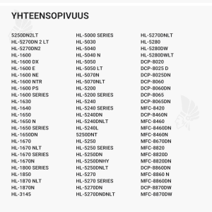 Brother TN-7600 laserkasetti, musta - Yhteensopivat tulostinmallit