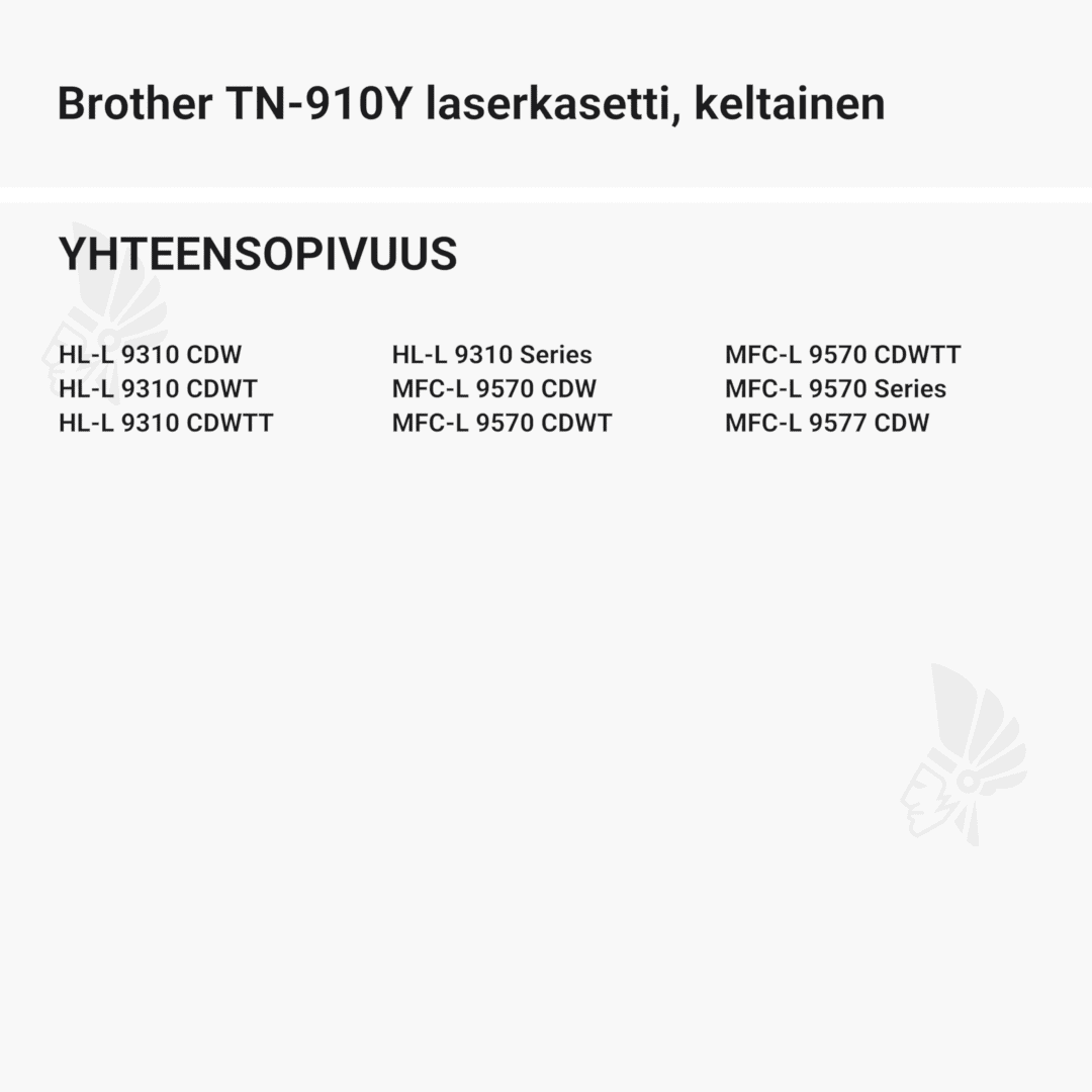 Brother TN-910Y laserkasetti, keltainen - Yhteensopivat tulostinmallit