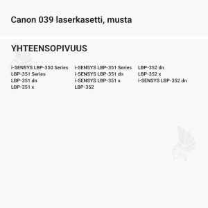 Canon 039 laserkasetti, musta - Yhteensopivat tulostinmallit