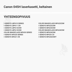Canon 045H laserkasetti, keltainen - Yhteensopivat tulostinmallit