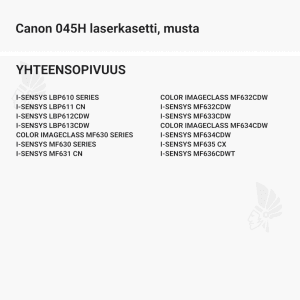 Canon 045H laserkasetti, musta - Yhteensopivat tulostinmallit