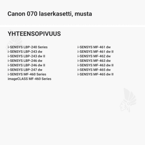 Canon 070 laserkasetti, musta - Yhteensopivat tulostinmallit