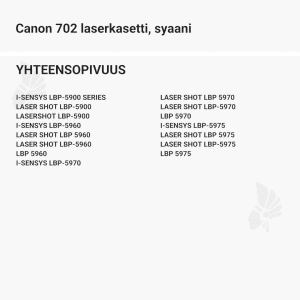 Canon 702 laserkasetti, syaani – tarvike, premium - Yhteensopivat tulostinmallit