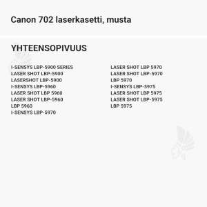 Canon 702 laserkasetti, musta - Yhteensopivat tulostinmallit