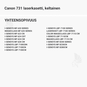 Canon 731 laserkasetti, keltainen - Yhteensopivat tulostinmallit