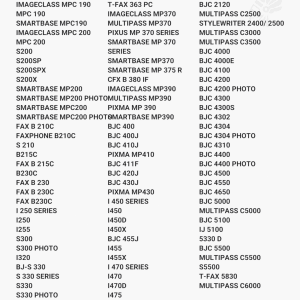 Canon BCI-24BK mustekasetti, musta - Yhteensopivat tulostinmallit