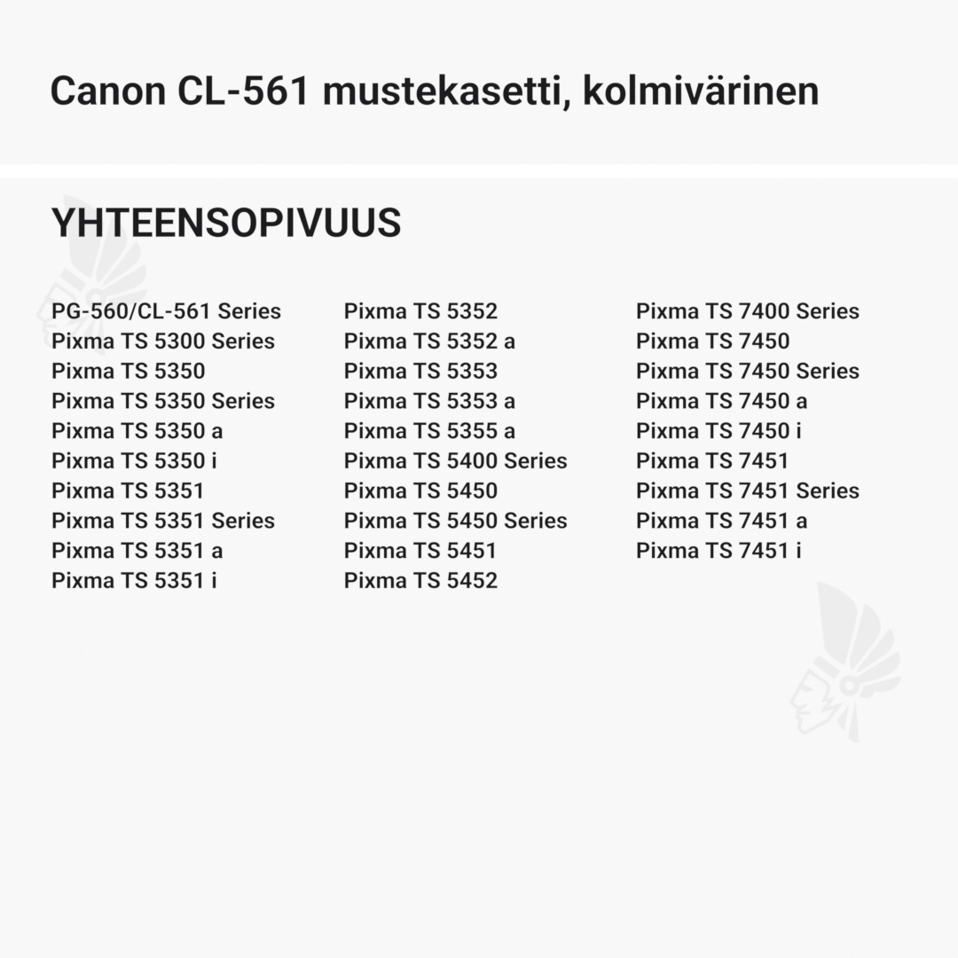 Canon CL-561 mustekasetti, kolmivärinen - Yhteensopivat tulostinmallit