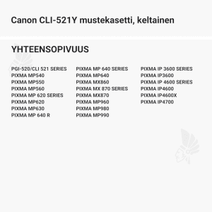 Canon CLI-521Y mustekasetti, keltainen - Yhteensopivat tulostinmallit