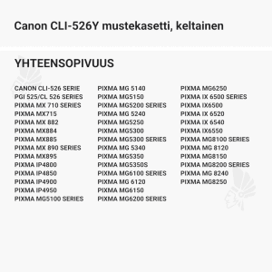 Canon CLI-526Y mustekasetti, keltainen - Yhteensopivat tulostinmallit