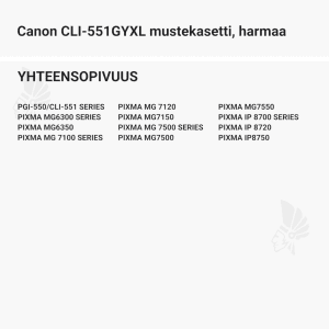 Canon CLI-551GYXL mustekasetti, harmaa - Yhteensopivat tulostinmallit