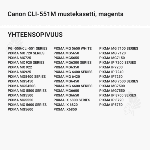 Canon CLI-551M mustekasetti, magenta - Yhteensopivat tulostinmallit
