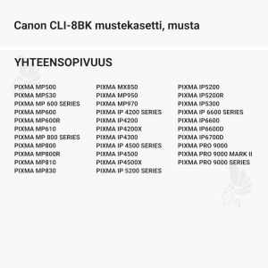 Canon CLI-8BK mustekasetti, musta - Yhteensopivat tulostinmallit