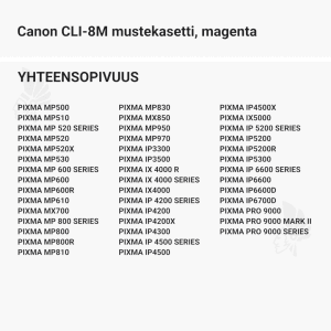 Canon CLI-8M mustekasetti, magenta - Yhteensopivat tulostinmallit
