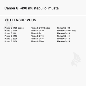 Canon GI-490 mustepullo, musta - Yhteensopivat tulostinmallit