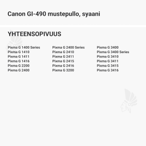 Canon GI-490 mustepullo, syaani - Yhteensopivat tulostinmallit