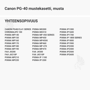 Canon PG-40 mustekasetti, musta - Yhteensopivat tulostinmallit