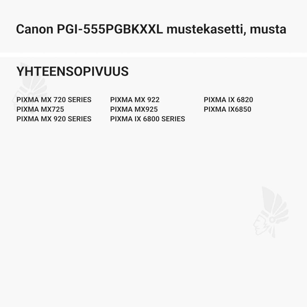 Canon PGI-555PGBKXXL mustekasetti, musta - Yhteensopivat tulostinmallit