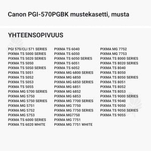 Canon PGI-570PGBK mustekasetti, musta - Yhteensopivat tulostinmallit