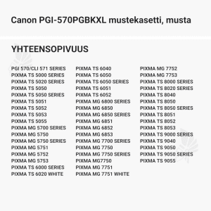 Canon PGI-570PGBKXL mustekasetti, musta - Yhteensopivat tulostinmallit